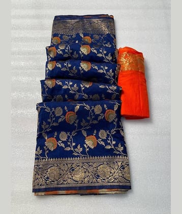 fab woven Kanjivaram Silk Woven Saree With Unstitched Blouse Piece ( Purple )