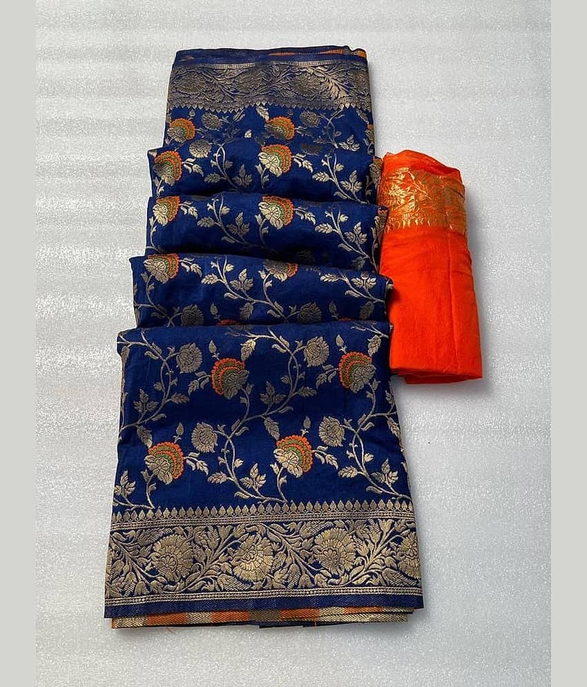 fab woven Kanjivaram Silk Woven Saree With Unstitched Blouse Piece ( Purple )