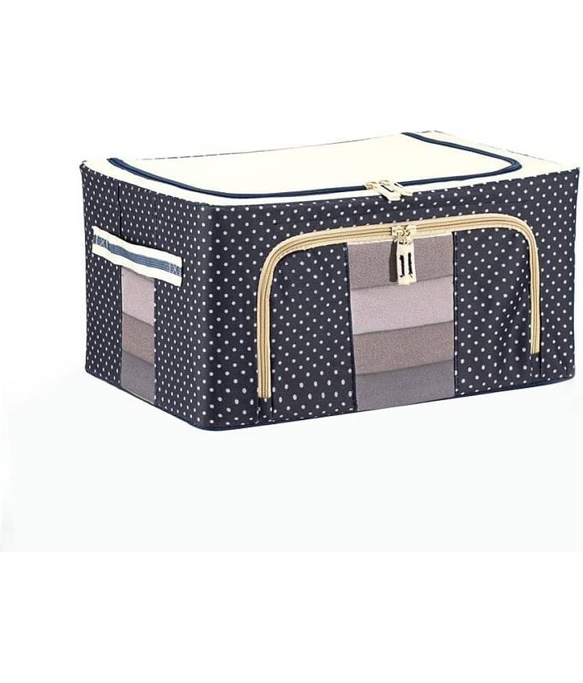 PrettyKrafts Fabric Foldable Under Bed Storage Box Steel Frame Transparent View Collapsible Wardrobe Storage Organizer Bag Mix Color