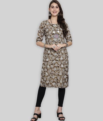 7Threads Crepe Printed Straight Women's Kurti - Green ( Pack of 1 )