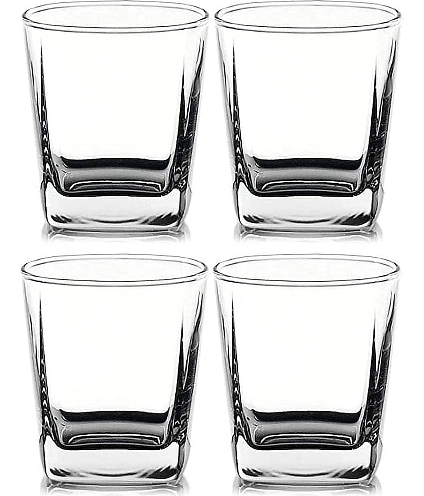 Indusbay 290ML Bar Glass Set Glass Whiskey Glasses 290 ml ( Pack of 4 ) Transparent