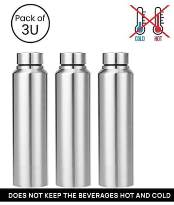 Dynore - Fridge Bottle Set Silver Fridge Water Bottle 750 mL ( Set of 3 )