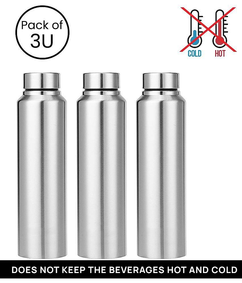Dynore - Fridge Bottle Set Silver Fridge Water Bottle 750 mL ( Set of 3 )