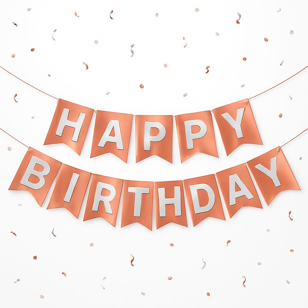 Metallic Rose Gold Happy Birthday Banner - 1PC - Party and Festive Needs | Buy online on ZillyBuy