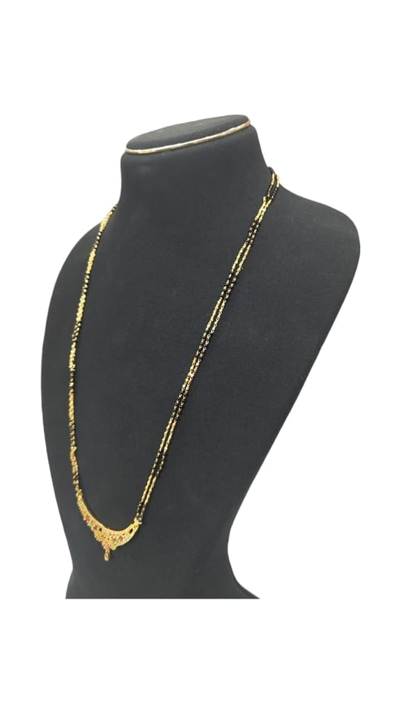 Gold Plated Traditional Long Mangalsutra Tanmaniya Necklace Chain for Women