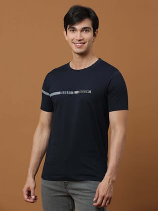 Raw&Royal Navy Camo Printed T Shirt-S
