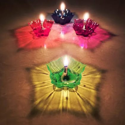 Reflection Diya Combo Plastic Candle Cup with Multi Shape, Diwali (12 Pcs Set)