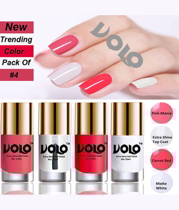VOLO Grand Shine lasting High Definition Nail Polish Multi Glossy Pack of 4 39 mL