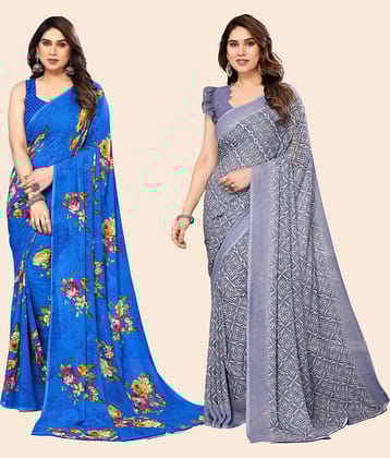 ANAND SAREES Georgette Printed Saree With Unstitched Blouse Piece ( Multicolor )