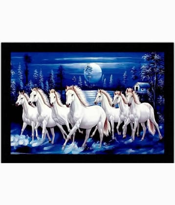 SNDArt - Vastu 7 Ruuning Horses Painting With Frame For Home Decor Gift Items 11 x 14 inch