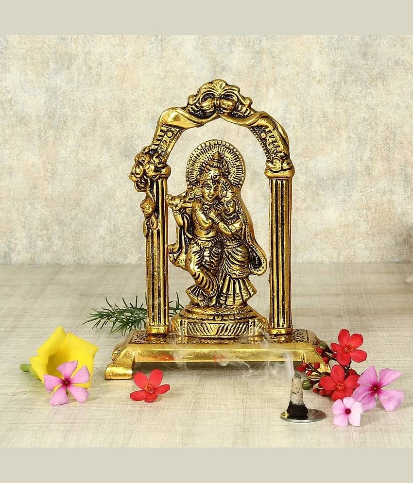 KridayKraft Aluminium Radha Krishna Idol ( 5.7 cm )