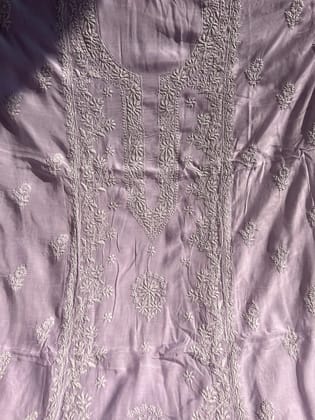 Pure Muslin kurti Length unstitched - Lilac-Lilac / Free Size / Muslin