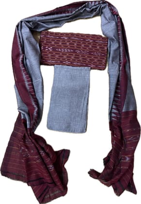 Pochampally Ikkat Salwar Suit Gray With Maroon