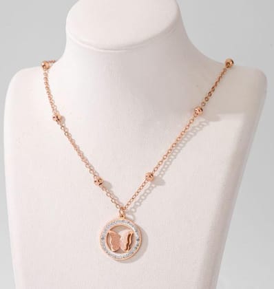 Stainless Steel Butterfly Pendent Necklace - STNK 5000