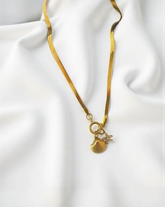 Grace Sea Charms Golden Pendant Necklace - Ocean-Inspired Elegance (Colour - Gold) by Print Magical Gifts