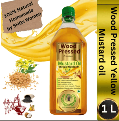Wood-Cold Pressed Yellow Mustard Oil, 100% Natural