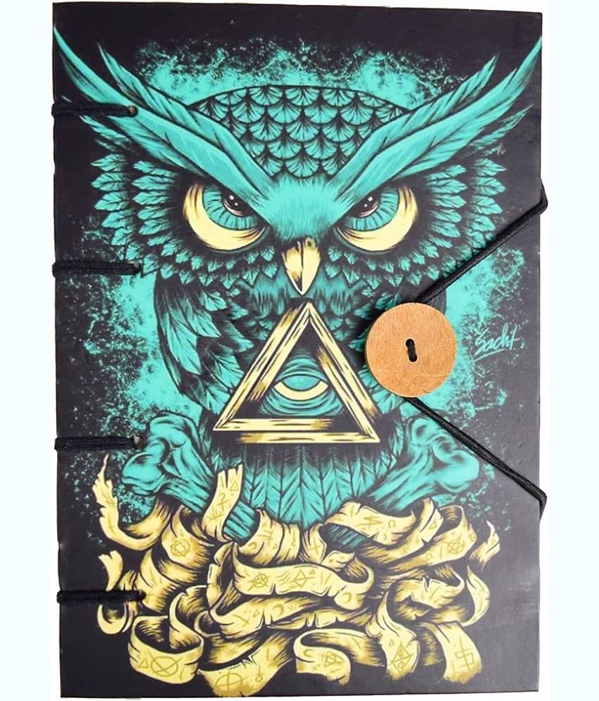 100 % Handmade Recycled Cotton Paper Diary In Owl Print A5 Diary