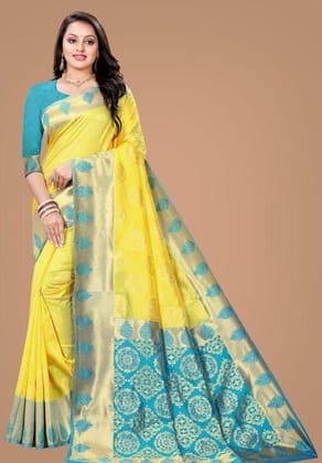 Zari Work Silk Saree With Blouse Piece