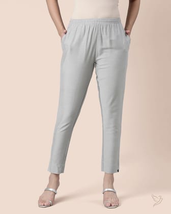 Metallic Straight Pant - Silver String-S / Silver String