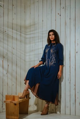 Indigo Eden Layered Dress-S