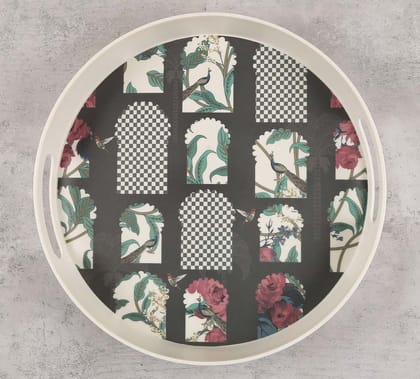 India Circus Signature Windows Round Large Bamboo Tray