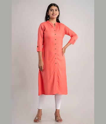 MAUKA - Pink Rayon Women's Straight Kurti ( Pack of 1 )