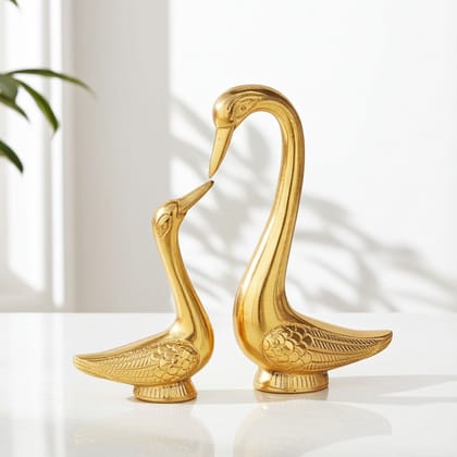 Aluminium Decorative Showpiece Duck Pair Statue (ASMAS225 G)