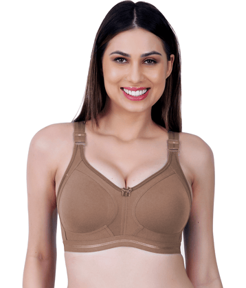 Ladyland Pack of 1 Cotton Blend Non Padded Everyday Bra For Women ( Brown )