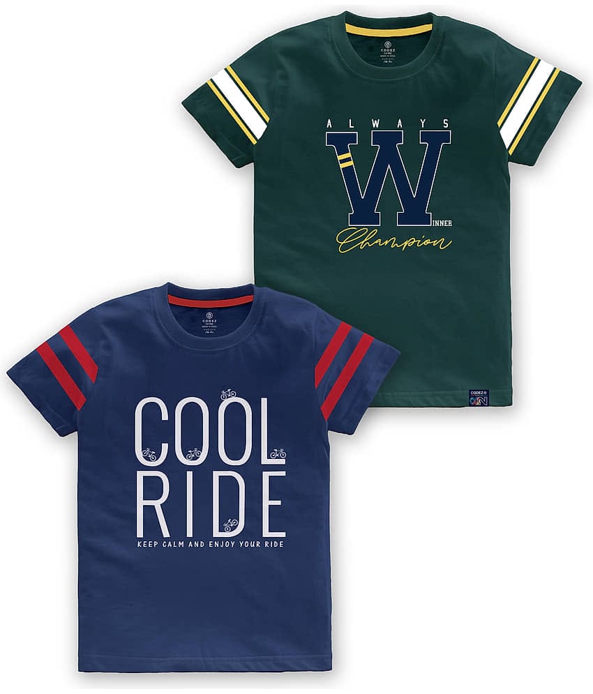 CODEZ Pack of 2 Boys Cotton Blend T-Shirt ( Multi Color )