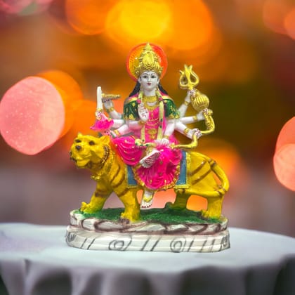 Ma Sherawali Durga Mata Ji Marble Look Idol Murti 1.5 ft-Marble Dust