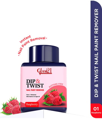 Glam21 Dip & Twist Nail Polish Remover| Enriched With Argon Oil & Vit E- Raspberry 80 Ml