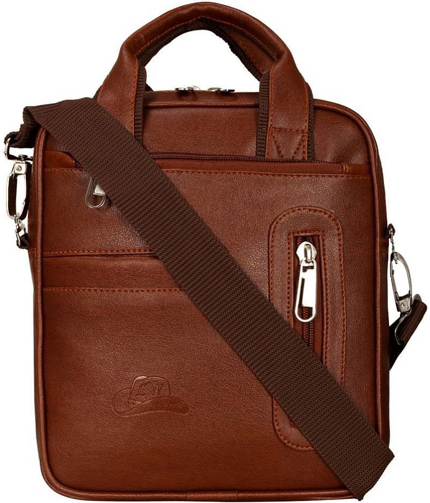 Leather World - Tan Solid Messenger Bags