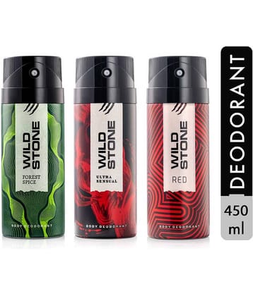 Wild Stone wild-stone RED,ULTRA SENSUAL,FOREST SPICE Deodorant Spray - For Men (600 ml, Pack of 3)