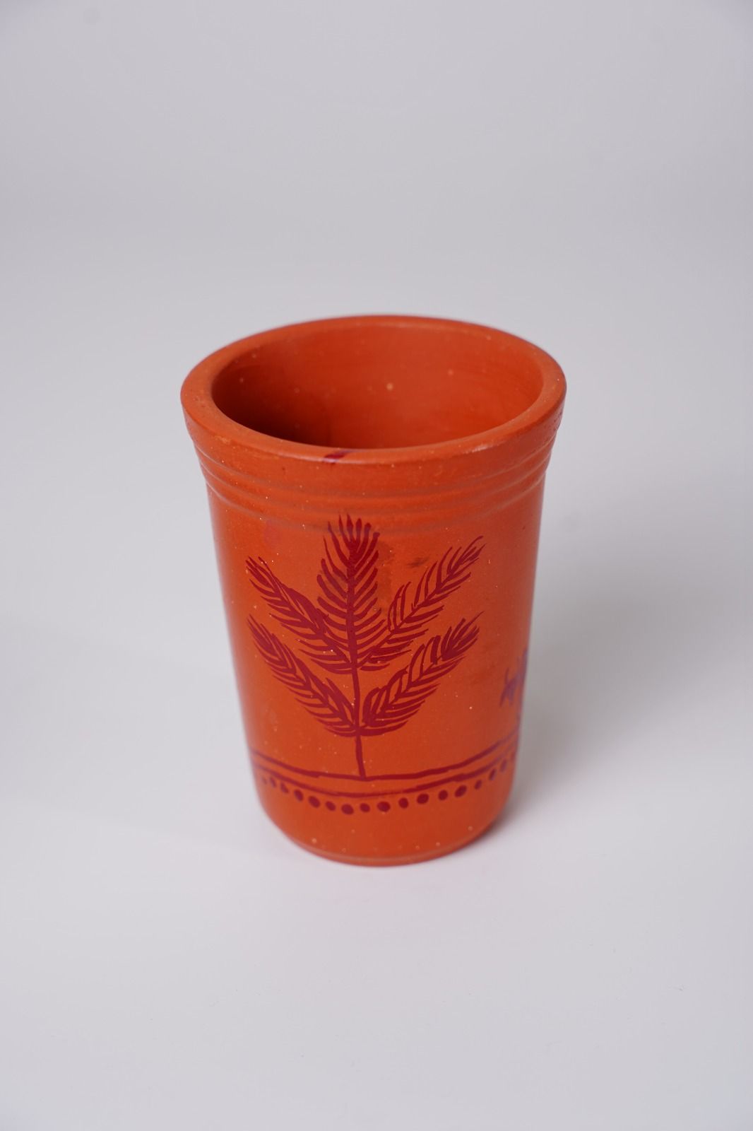 Tisser Brown terracotta or clay glass with handpainted Warli – Premium Handcrafted Eco-Friendly Product