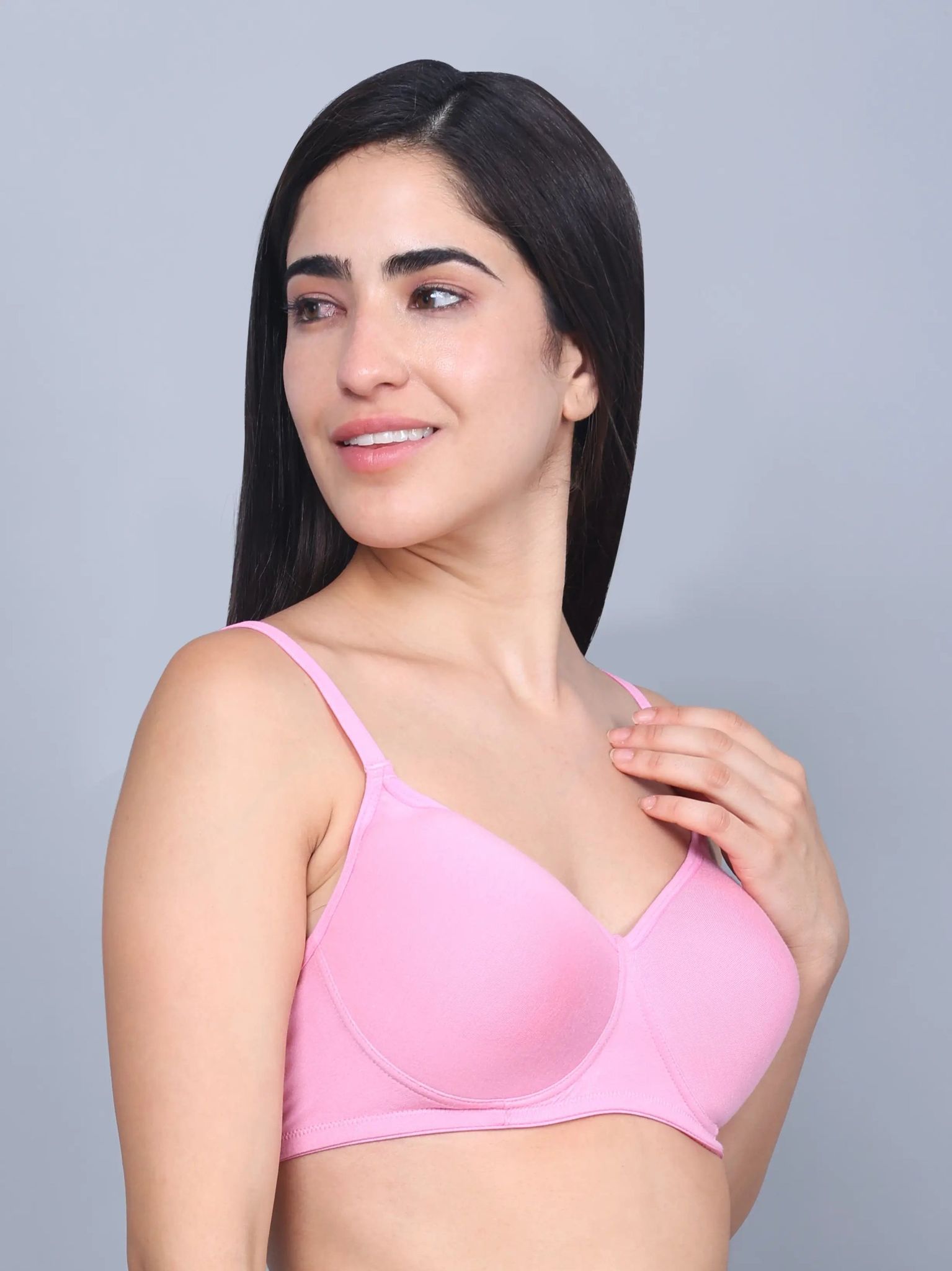 Full Coverage Bamboo Padded T-Shirt Bra Pink – Soft, Supportive, Non-Wired & Eco-Friendly