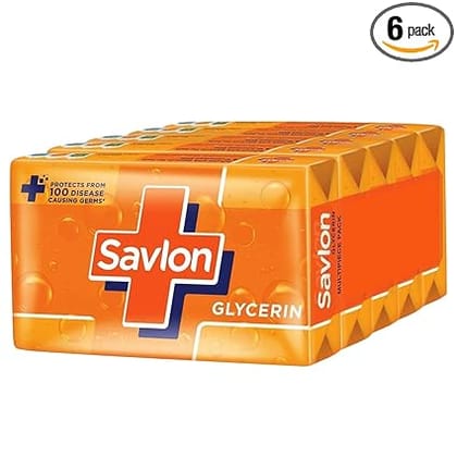 Savlon Glycerin Soap Bar With Germ Protection & Moisturisation - For Soft & Supple Skin, 125 g (Pack of 5)