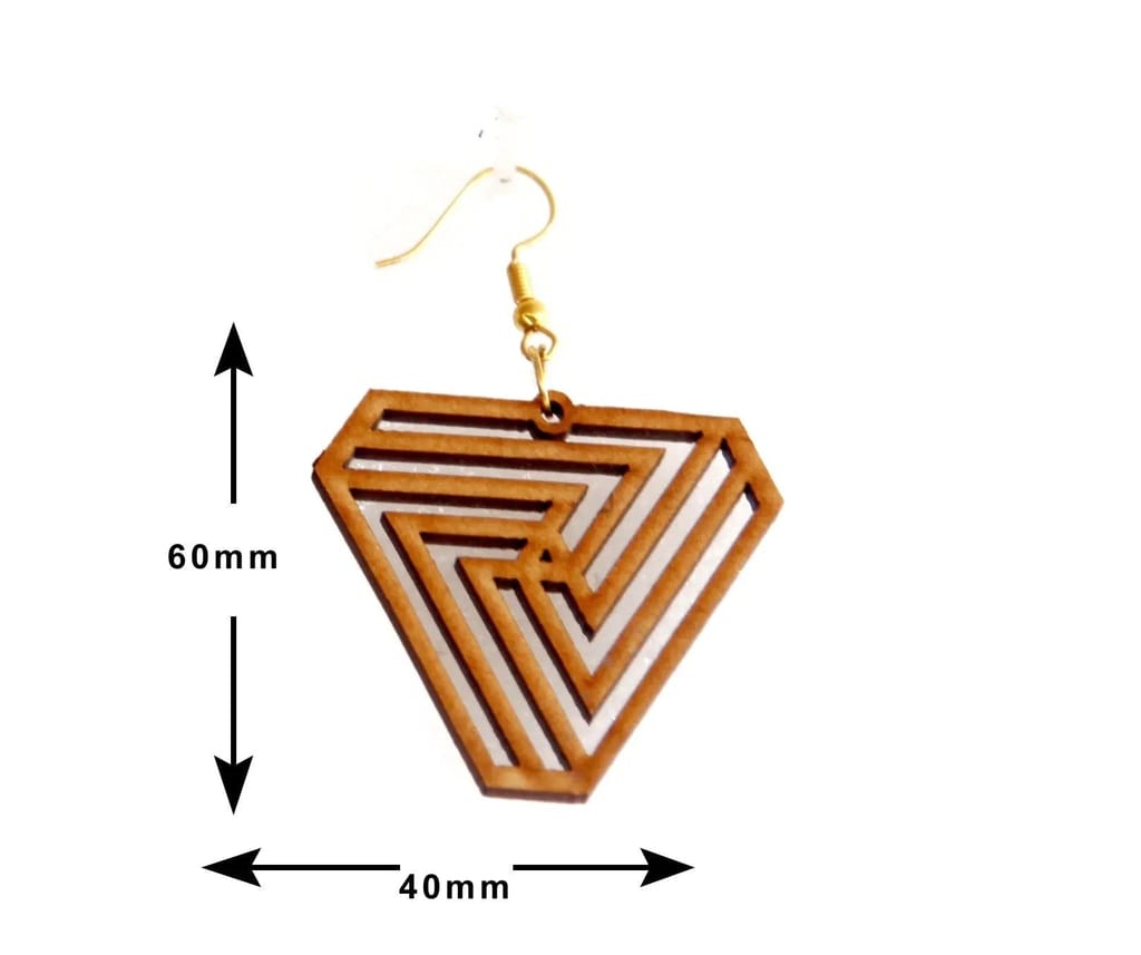 Geometric Wooden Earrings - Lightweight and Stylish