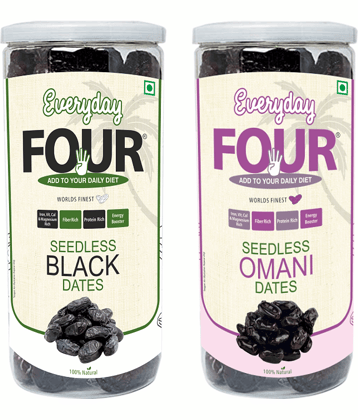 Everyday Four Seedless Black Dates 400g + Seedless Omani Dates 400g  ( Combo Pack )