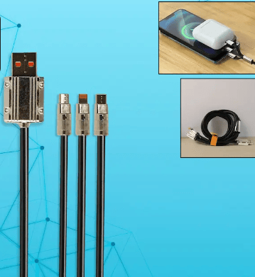 3 in 1 Multi Super Fast Charging Cable (1 Pc / 2 Mtr.)