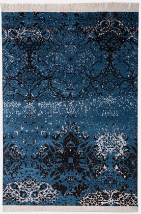 Neu Looms Tiffany Area Rug – Deep Teal & Black Distressed Damask Design (Size 6x9, Blue-Grey)