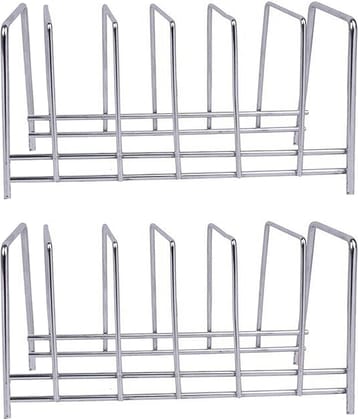 JISUN Silver Stainless Steel Dish Racks ( Pack of 2 )