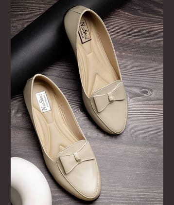 NATSHUZ Beige Women's Slip-on Shoes Ballerinas