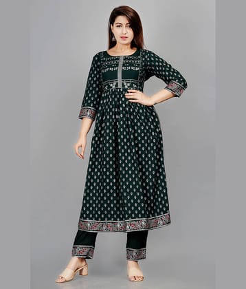 Aurelisa - Green A-line Rayon Women's Stitched Salwar Suit ( Pack of 1 )