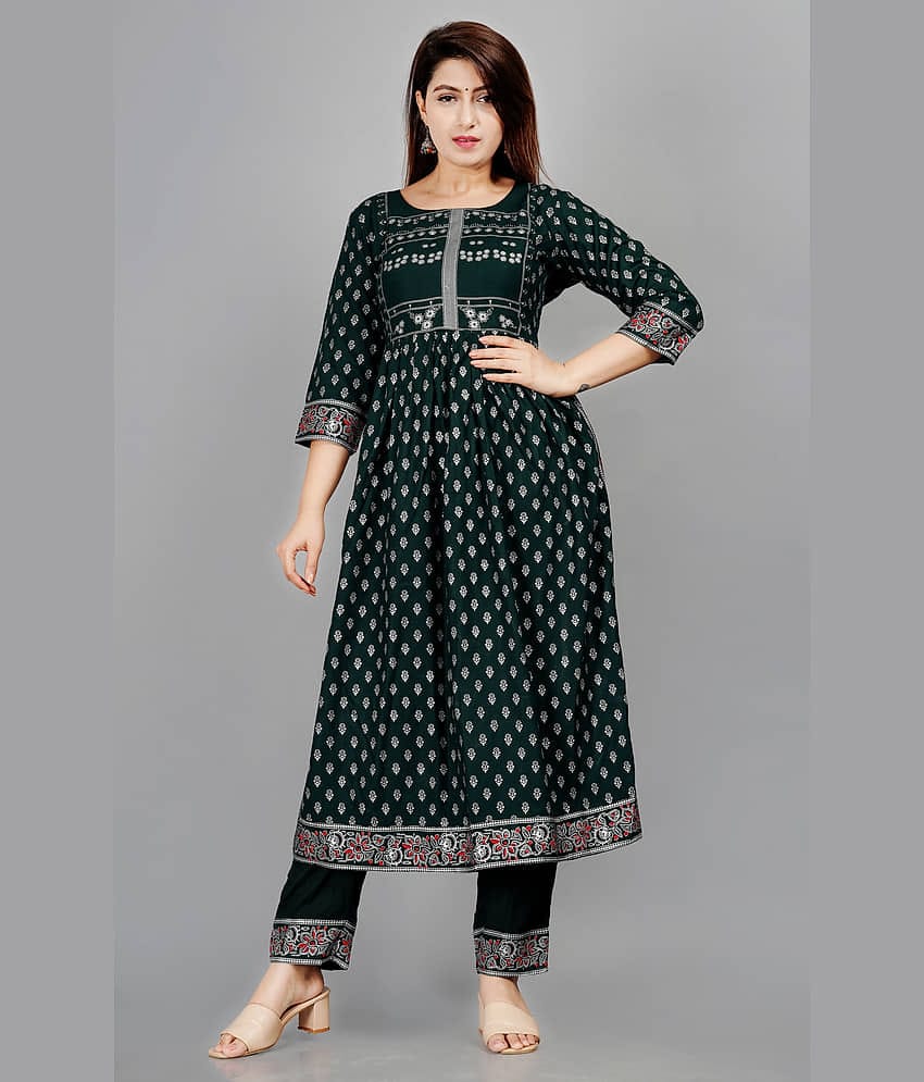 Aurelisa - Green A-line Rayon Women's Stitched Salwar Suit ( Pack of 1 )