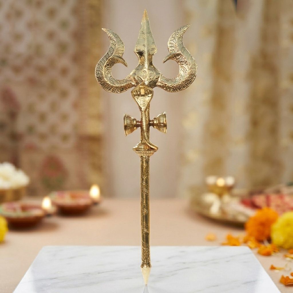 Brass Trishul, Height : 48 Inch (ZMAS622 G)