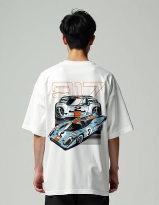 MountCart Store oversized white supercar engine back printed tshirt for men and women MountCart Store oversized white supercar engine back printed tshirt for men and women