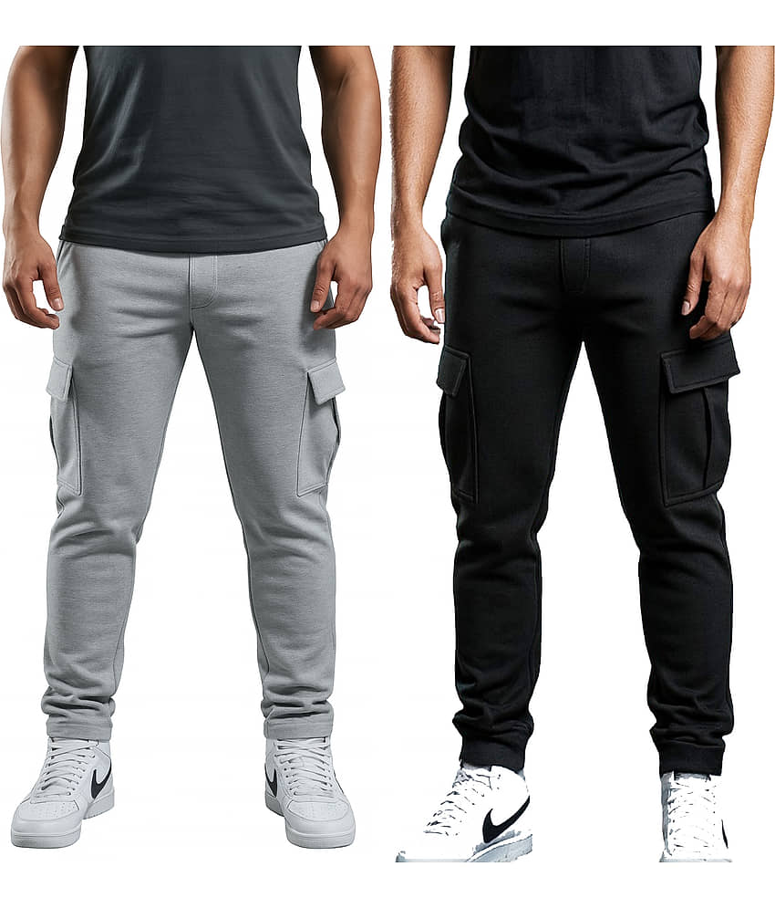 Neduvel Multicolor Cotton Men's Joggers ( Pack of 2 )