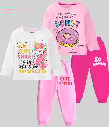 Kuchipoo Pack of 2 Girls Cotton Blend T-shirt & Trackpants ( Multicolor 2 )