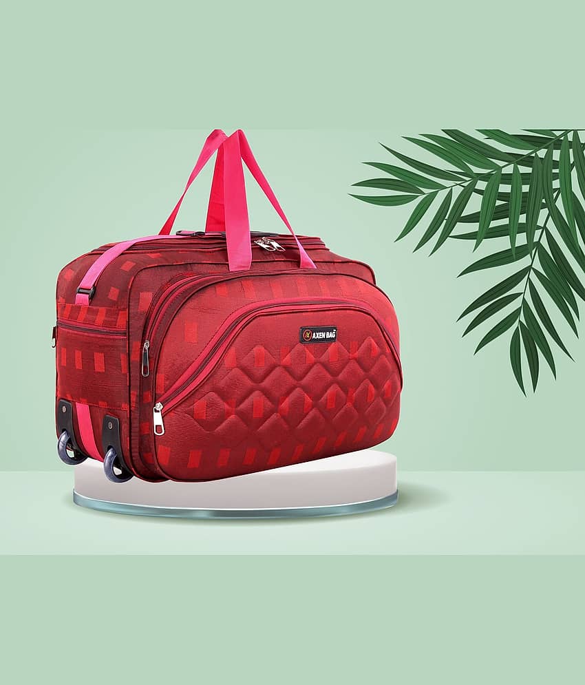 AXEN BAGS 65 Ltrs RED Polyester Duffle Trolley