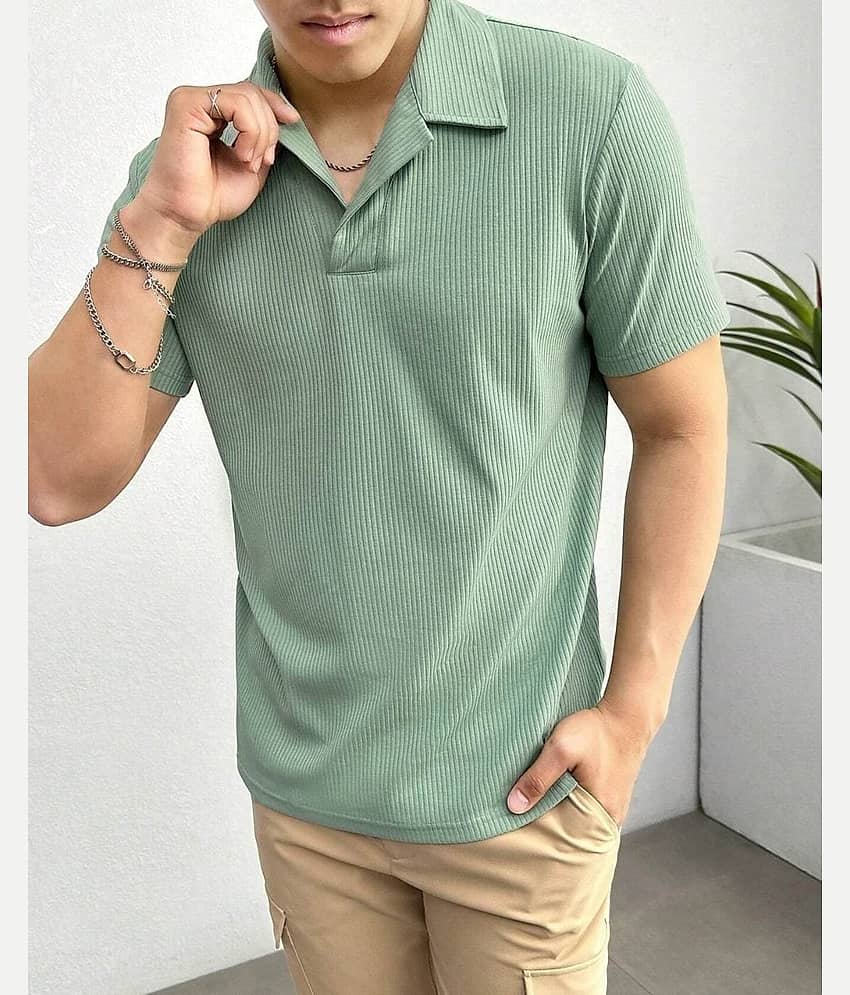 TAZO Pack of 1 Cotton Blend Regular Fit Solid Full Sleeves Men's Polo T Shirt ( Black )